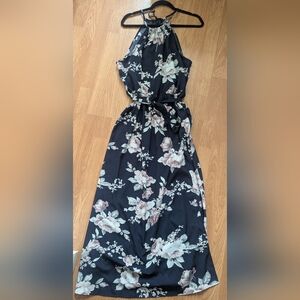 SHEIN Pink Blue and White Halter Maxi Dress